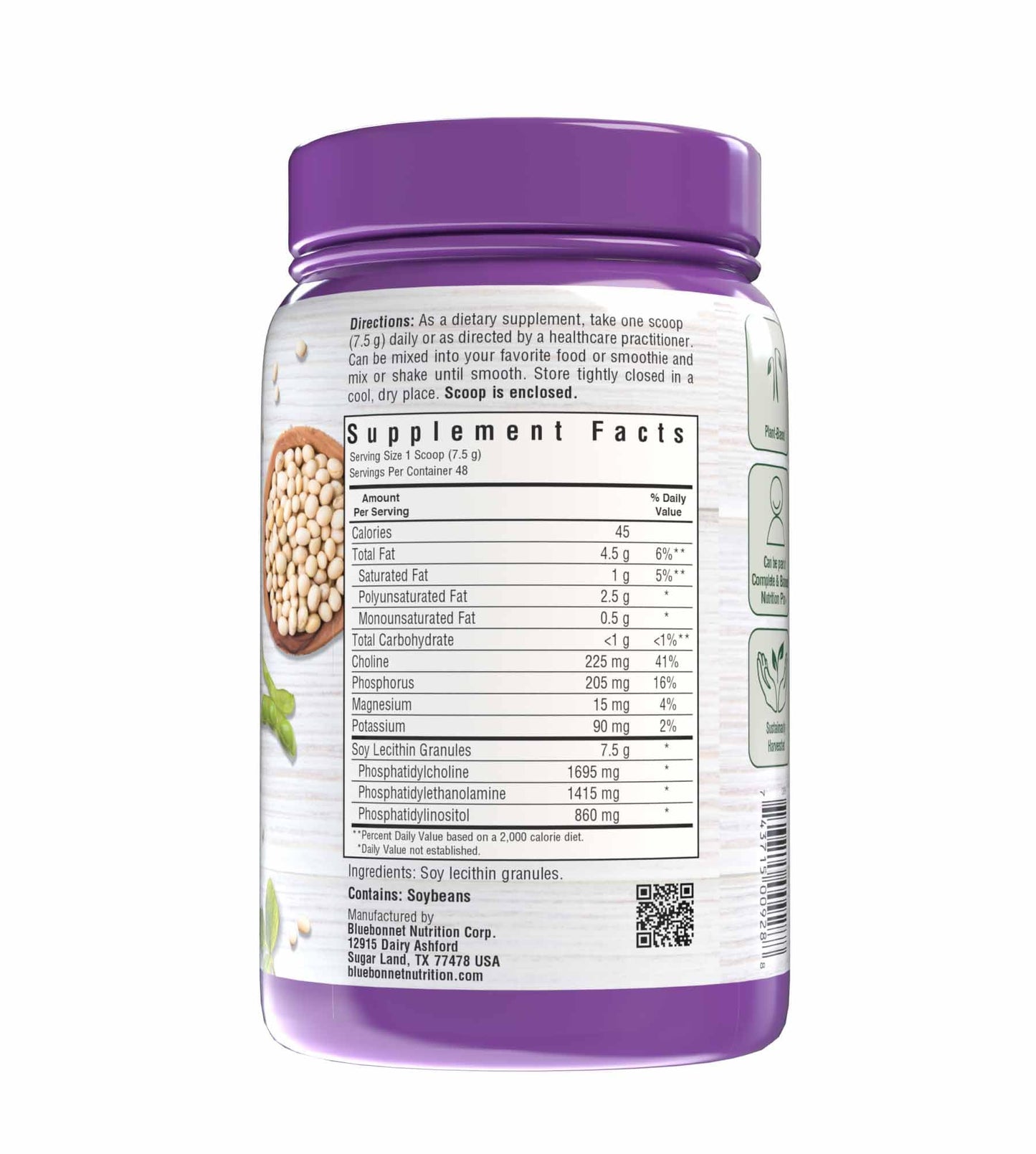 Pre-Order | Arrives in 5–10 Days – BlueBonnet Nutrition Super Earth Lecithin Granules, Derived From Non-GMO Soy, Gluten-Free, Vegan, Kosher Certified, No Sugar Added, 12.7 oz, Yellow, 12.7 Oz