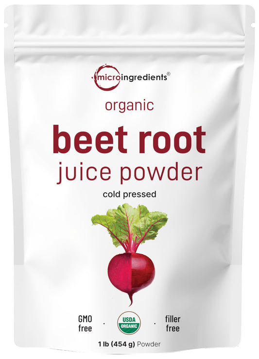 Pre-Order | Arrives in 5–10 Days – Micro Ingredients Organic Beet Root Powder, 1 Pound, Cold Pressed and Water Soluble, Beet Juice Pre-Workout Concentrated Powder, Energy & Immune System Support, Non-GMO