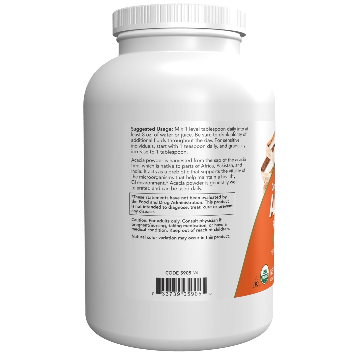 Pre-Order | Arrives in 5–10 Days – NOW Foods Supplements, Acacia Pure Powder, Certified Organic, Highly Soluble, Mixes Easily, Intestinal Health*, 12-Ounce