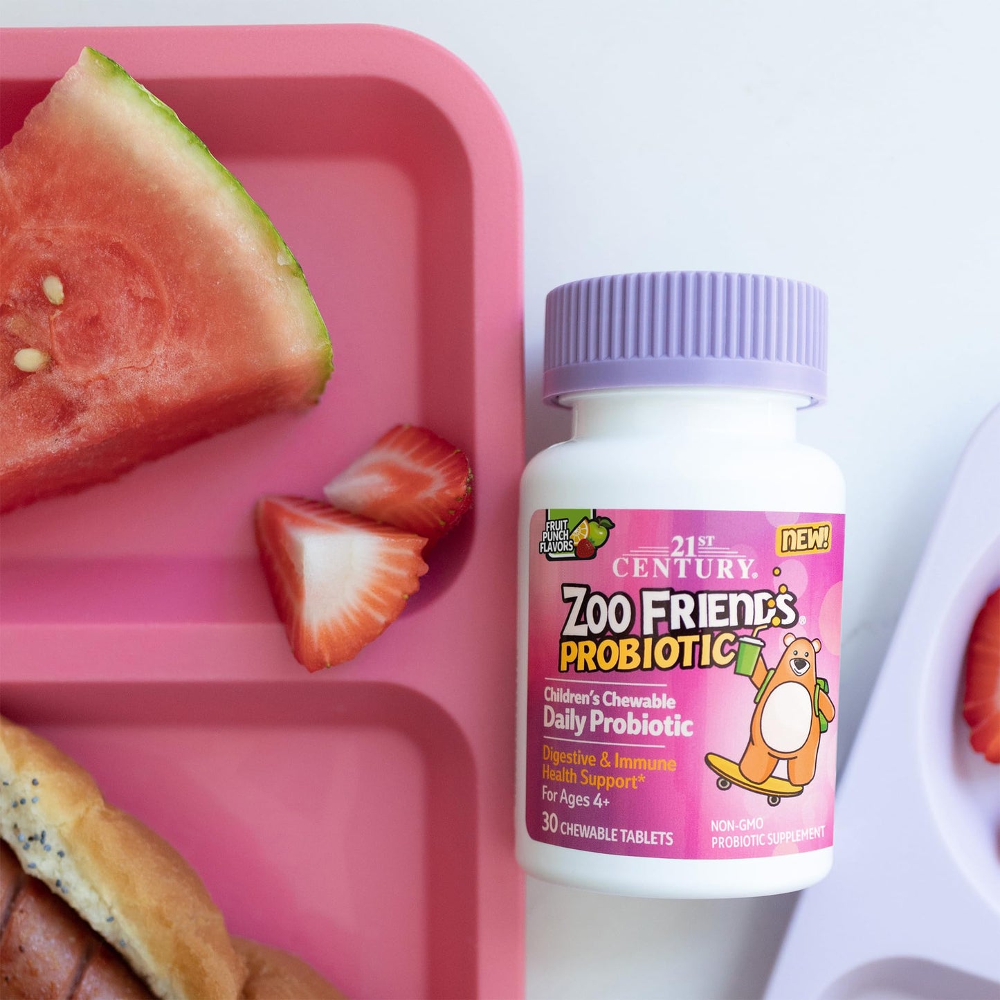 Pre-Order | Arrives in 5–10 Days – 21st Century Zoo Friends Probiotic Chewable, Fruit Punch Flavors, 30 Count
