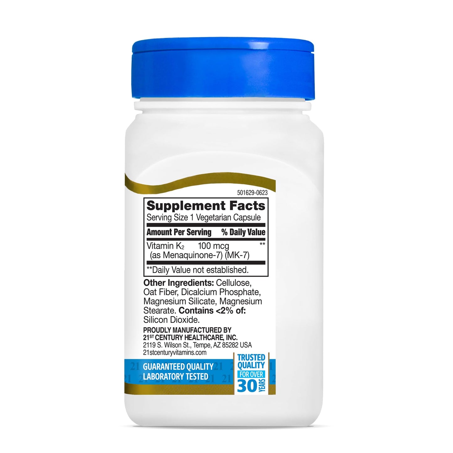 Pre-Order | Arrives in 5–10 Days – 21st Century Healthcare Vitamin K2 (MK-7) 100 mg Vegetarian Capsules, 110 Count