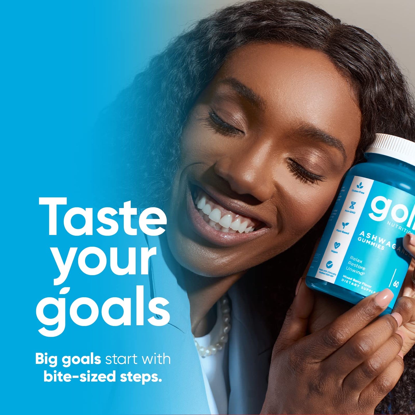 Pre-Order | Arrives in 5–10 Days – Goli Ashwagandha & Vitamin D Gummy - 60 Count - Mixed Berry, KSM-66, Vegan, Plant Based, Non-GMO, Gluten-Free & Gelatin Free Relax. Restore. Unwind, Pack of 1