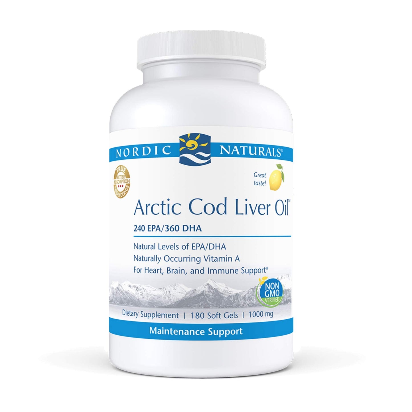 Pre-Order | Arrives in 5–10 Days – Nordic Naturals Pro - Arctic Cod Liver Oil CLO, Supports Heart and Brain Health - Lemon-Flavored 180 Soft Gels