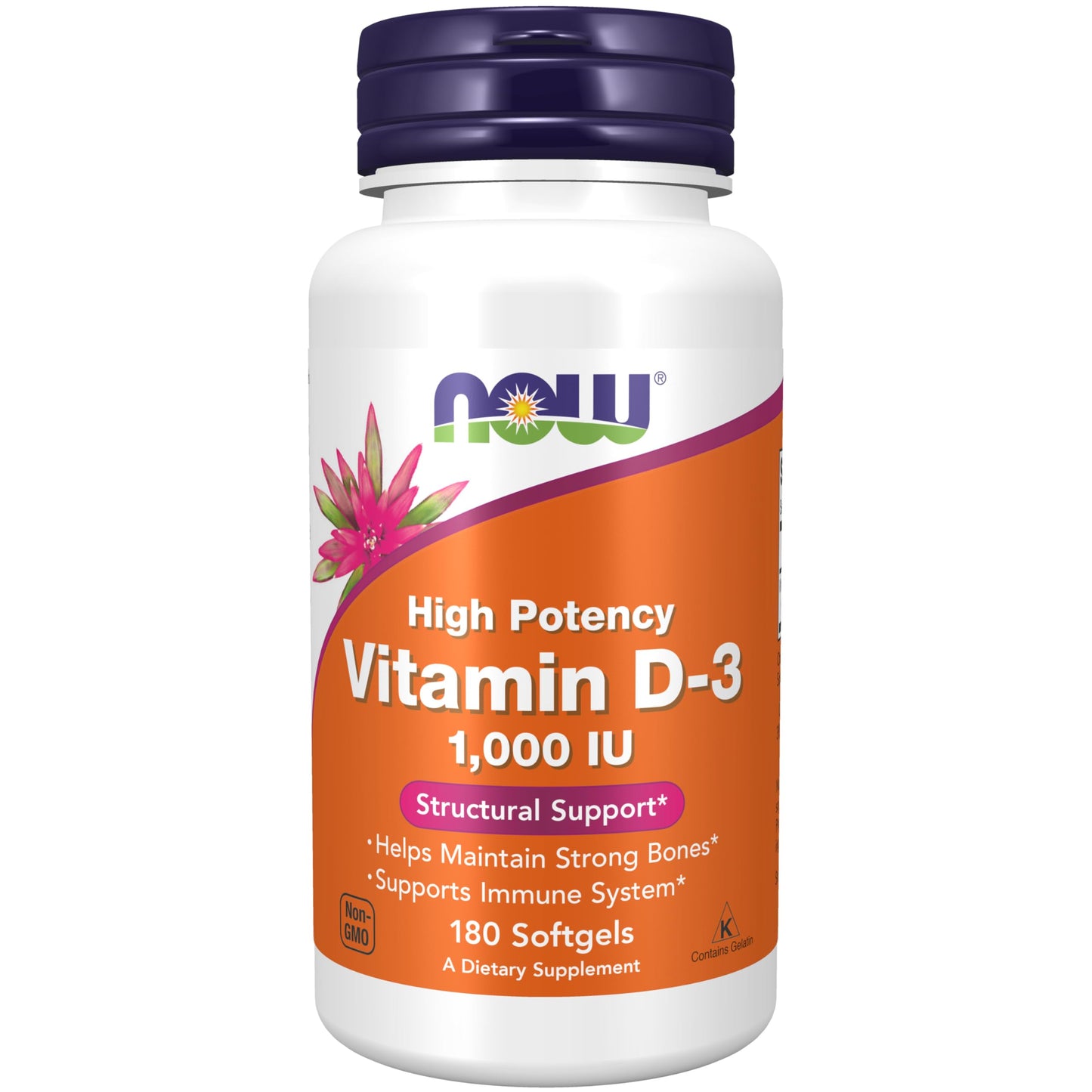 Pre-Order | Arrives in 5–10 Days – NOW Supplements, Vitamin D-3 1,000 IU, High Potency, Structural support*, 180 Softgels