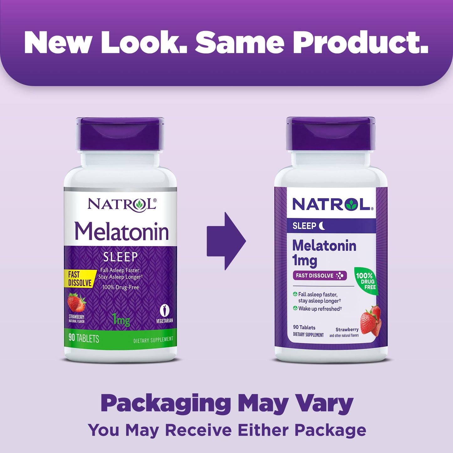 Pre-Order | Arrives in 5–10 Days – Natrol Fast Dissolve Melatonin 1 mg, Melatonin Supplements for Restful Sleep, Sleep Support for Adults, 90 Strawberry-Flavored Tablets, Up to a 90 Day Supply