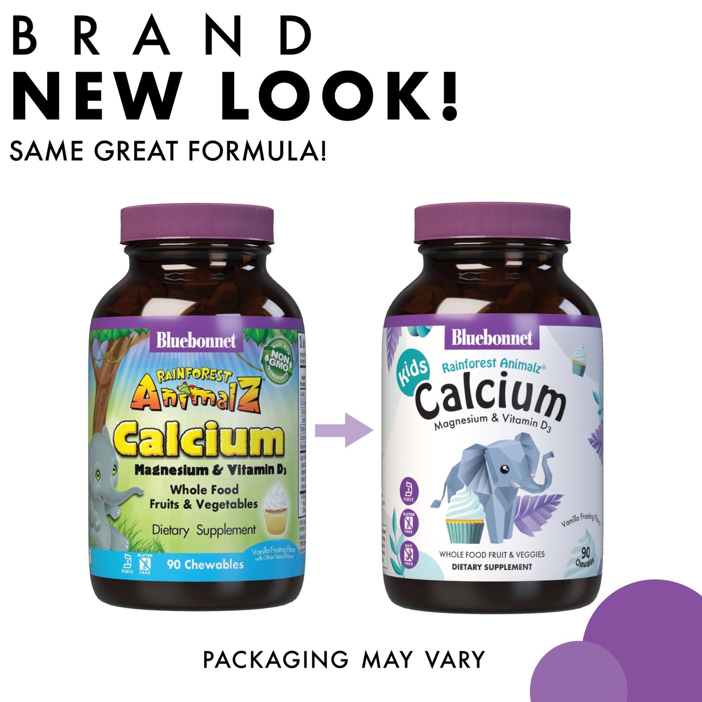 Pre-Order | Arrives in 5–10 Days – BlueBonnet Super Earth Rainforest Animalz Calcium Magnesium And Vitamin D3 Chews, Natural Vanilla Frosting, White, 90 Count