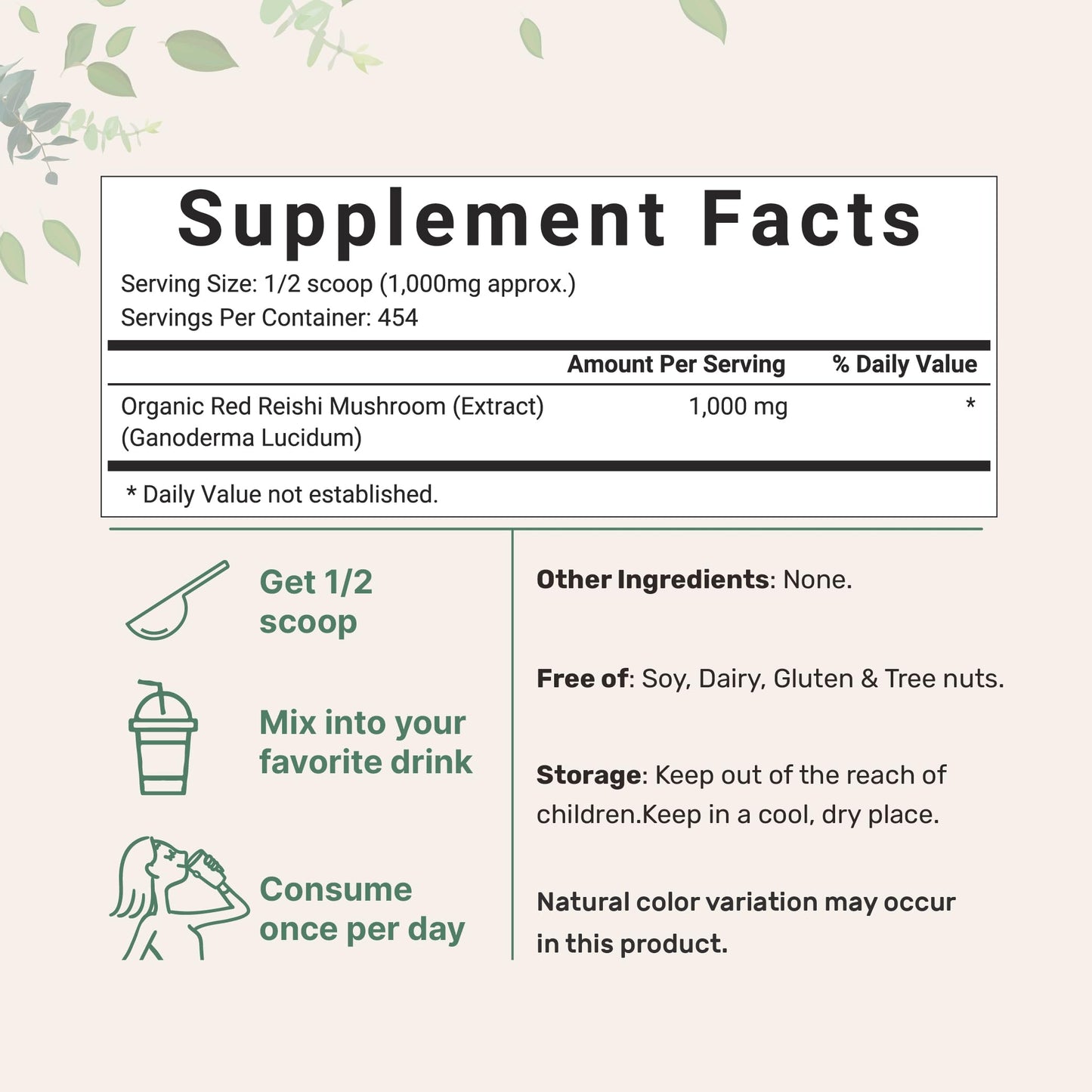 Pre-Order | Arrives in 5–10 Days – Micro Ingredients Organic Reishi Mushroom Powder, 16oz | 100:1 Extract, Red Reishi Mushrooms Supplement | Great for Mushroom Coffee or Tea | Non-GMO