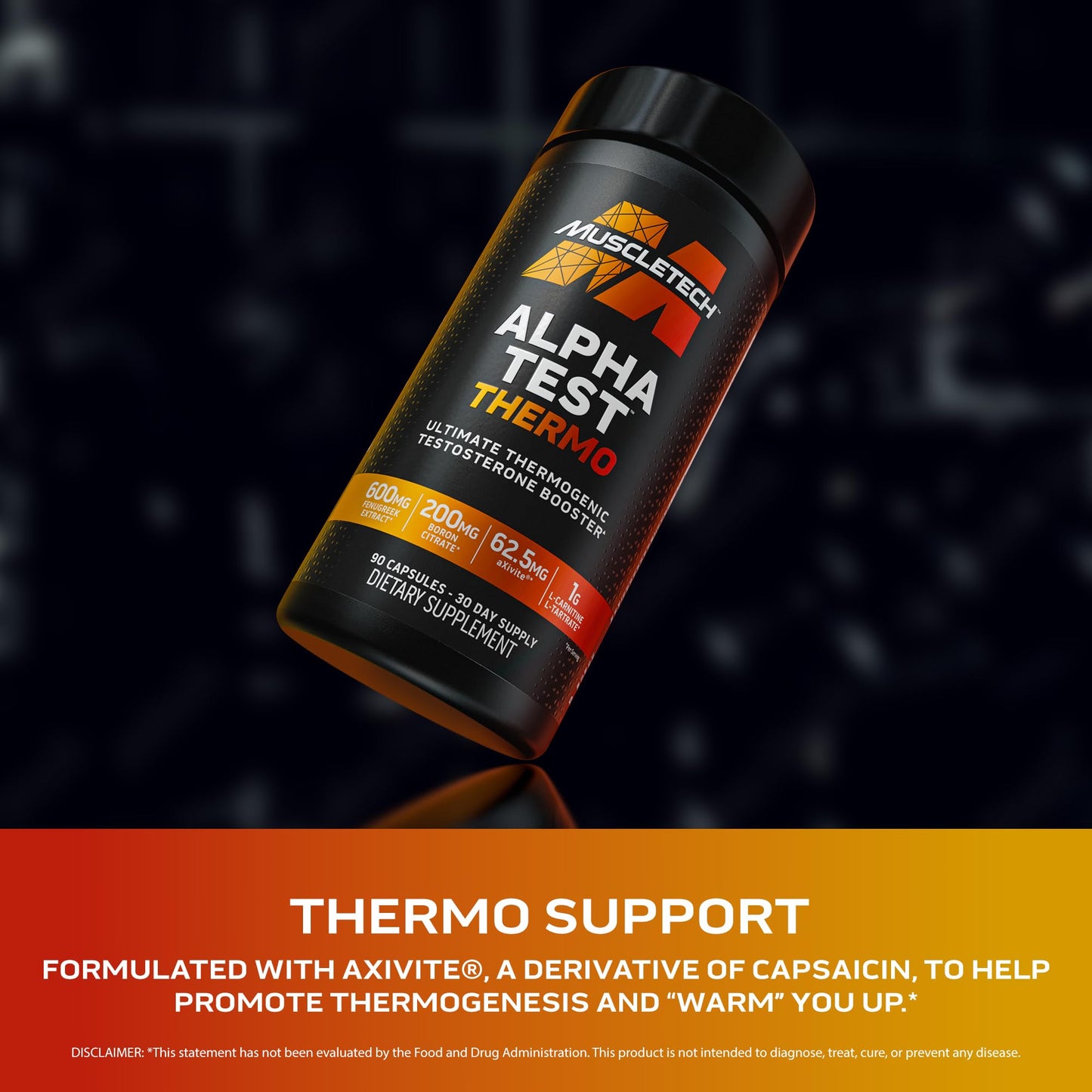 Pre-Order | Arrives in 5–10 Days – MuscleTech Thermogenic Testosterone Booster for Men, AlphaTest Thermo - T-Boost Mens Supplement with Tribulus Terrestris - Male Gym Workout Supplements for Muscle Growth, Stamina & Energy - 90 Pills