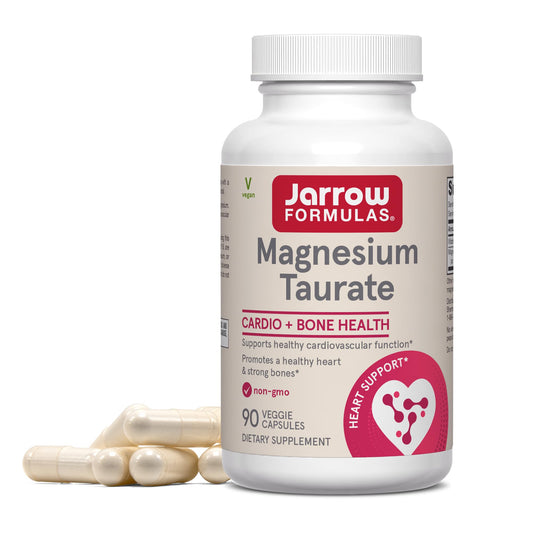 Pre-Order | Arrives in 5–10 Days – Jarrow Formulas Magnesium Taurate, Dietary Supplement, Supports Cardio and Bone Health, 300 mg per Servings, 90 Veggie Capsules, Up to a 30 Day Supply
