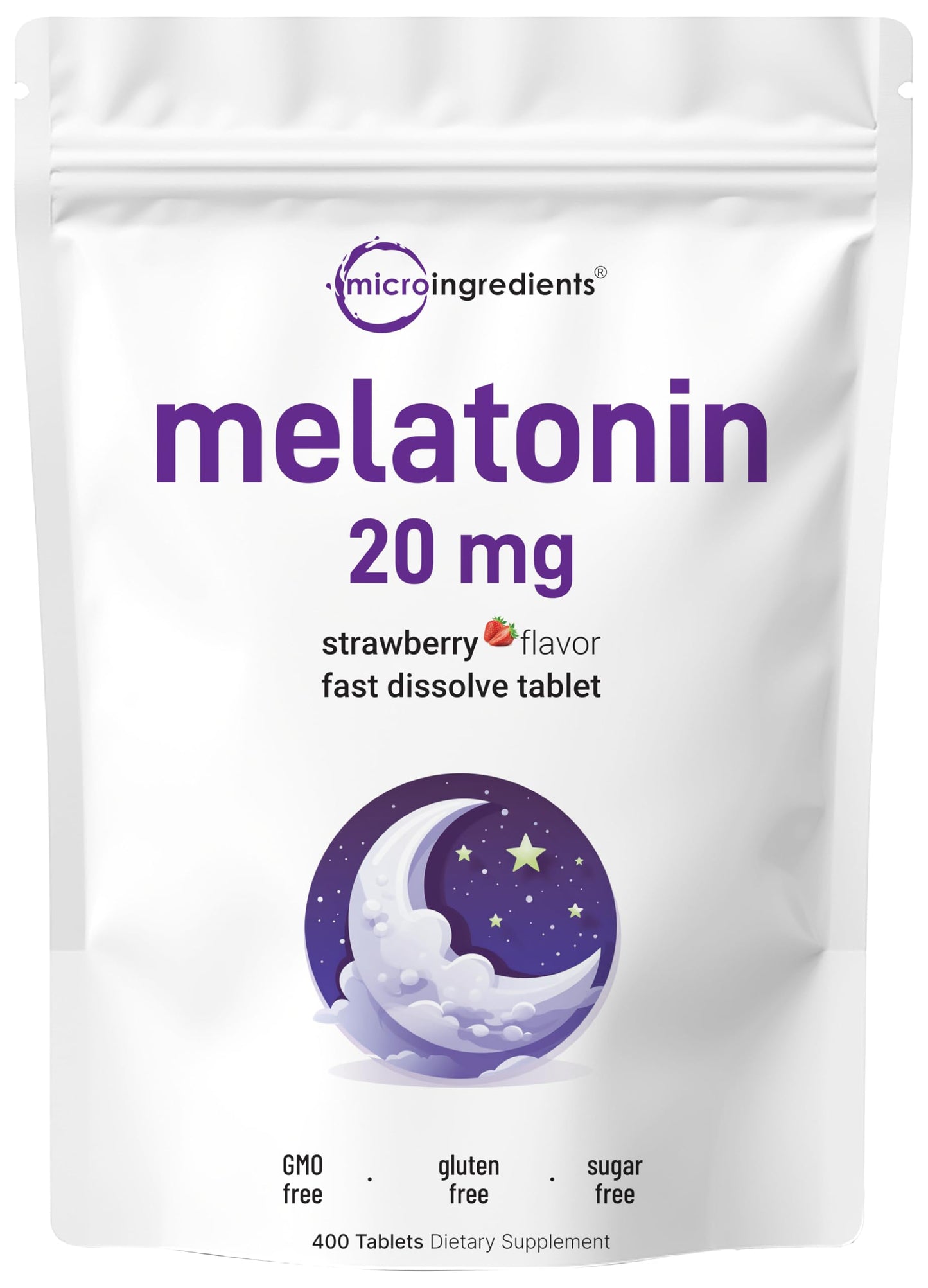 Pre-Order | Arrives in 5–10 Days – Micro Ingredients Melatonin 20mg Tablets, 400 Counts, Natural Strawberry Flavor, Fast Dissolve | No Drug, Vegetarian Friendly, Non-GMO & No Gluten