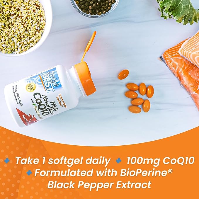 Pre-Order | Arrives in 5–10 Days – Doctor's Best High Absorption CoQ10 with BioPerine, Gluten Free, Naturally Fermented, Heart Health, Energy Production, 100 mg, 120 Count