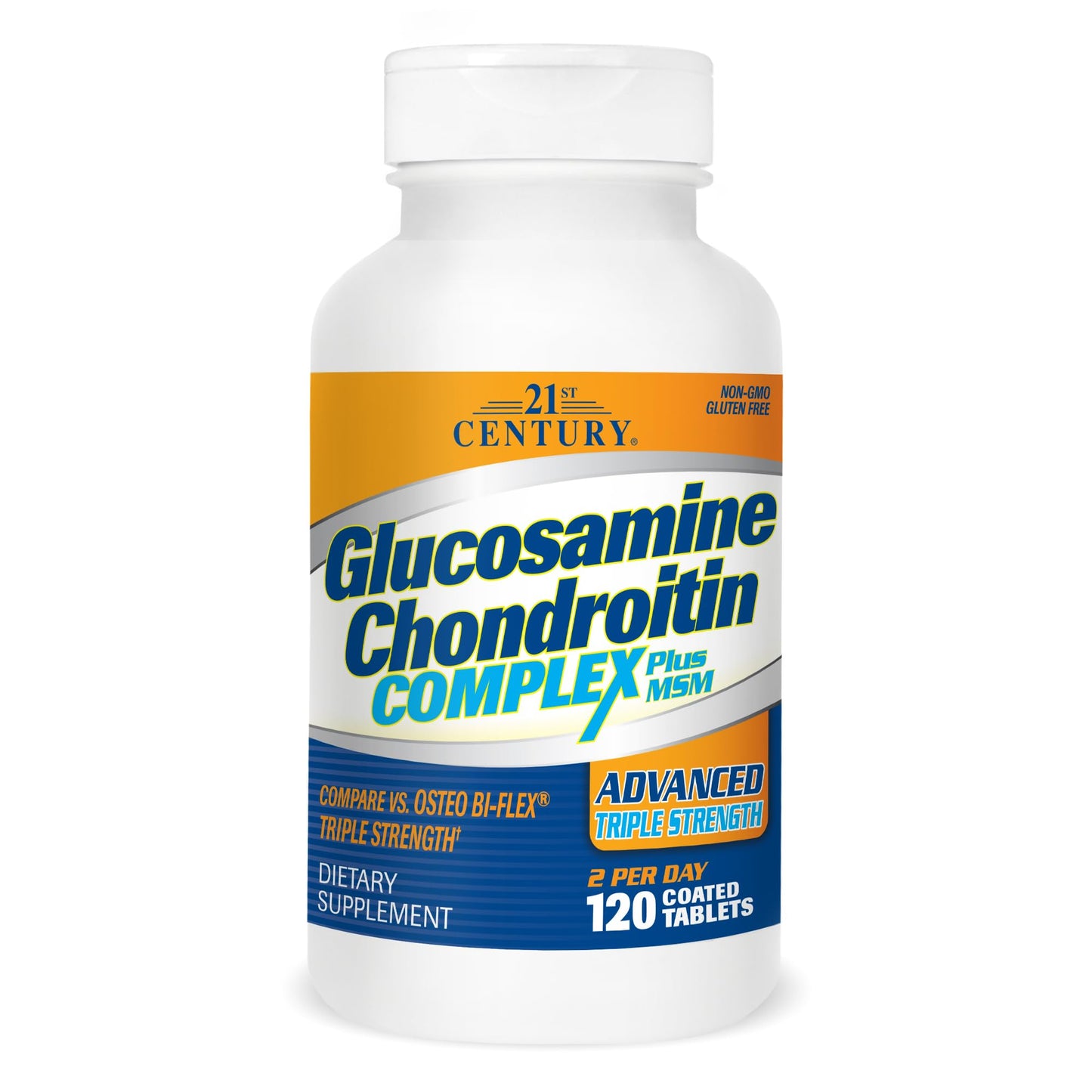 Pre-Order | Arrives in 5–10 Days – 21st Century Glucosamine Chondroitin Complex Plus MSM Advanced Triple Strength Tablets, 120 Count (27438)