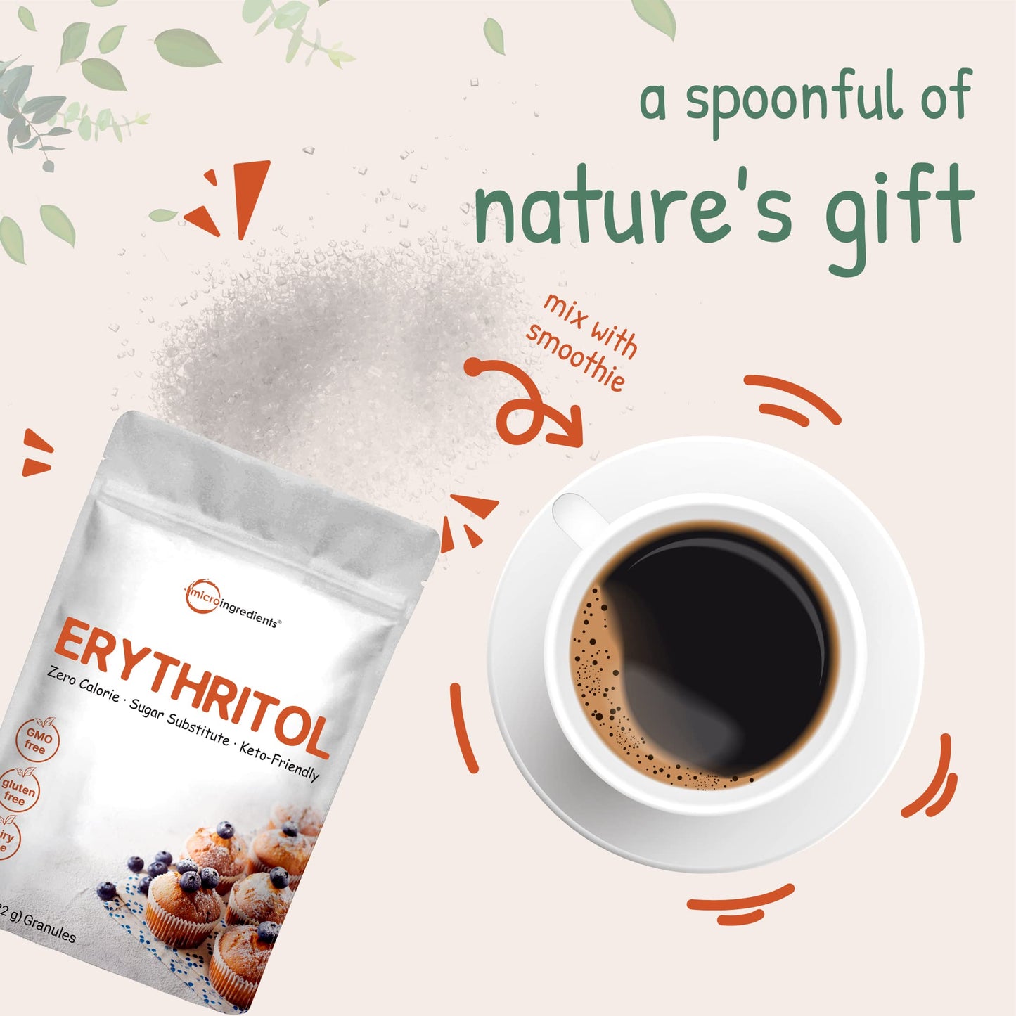 Pre-Order | Arrives in 5–10 Days – Erythritol Granules, 6 Pounds (96 Ounce), 1:1 Sugar Substitute, No After Taste, 0 Calorie, Natural Sweetener, Erythritol Keto Sugar Substitute, Non-GMO, Vegan