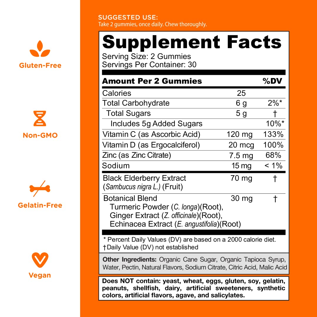 Pre-Order | Arrives in 5–10 Days – Goli Immune Vitamin Gummy - 60 Count - Elderberry, Vitamin C, D & Zinc, Vegan, Non-GMO, Gluten-Free & Gelatin-Free, Pack of 1