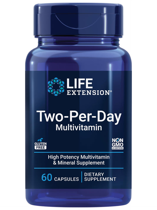 Pre-Order | Arrives in 5–10 Days – Life Extension Two-Per-Day Multivitamin - for Heart, Brain, Blood Vessel & Cellular Health – Essential Vitamins & Minerals for Well-Being - Two Per Day - Gluten-Free – Non-GMO – 60 Capsules