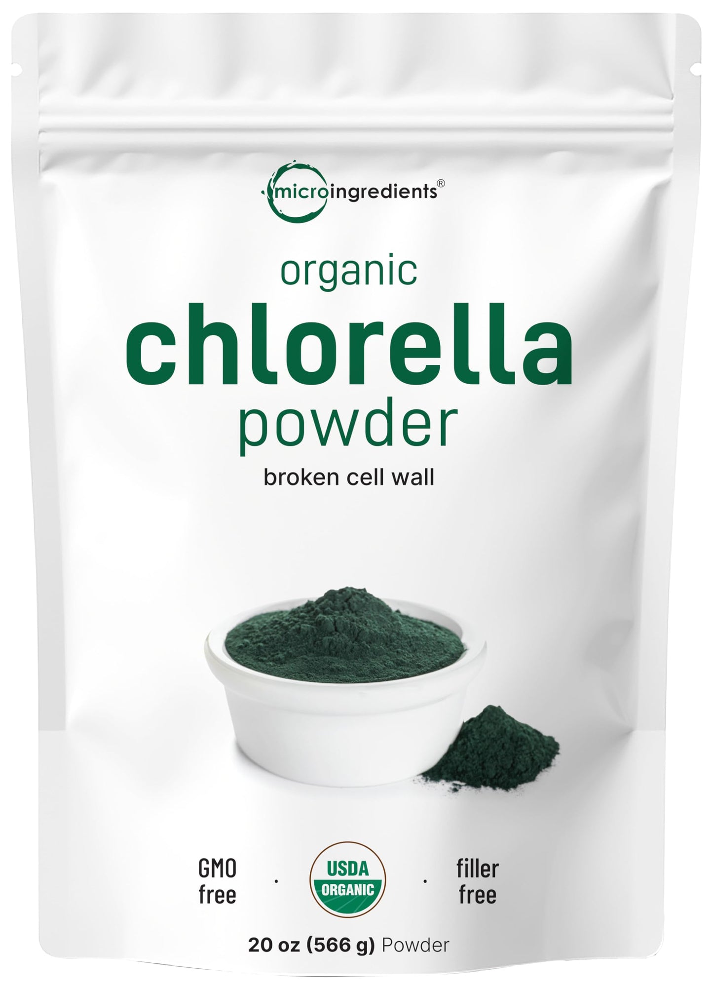 Pre-Order | Arrives in 5–10 Days – Micro Ingredients Organic Chlorella Powder, 20 Ounces | Broken Cell Wall for Complete Absorption | Raw Superfood Supplement, Rich in Protein & Vitamins | Non-GMO, Vegan, Non-Irradiated