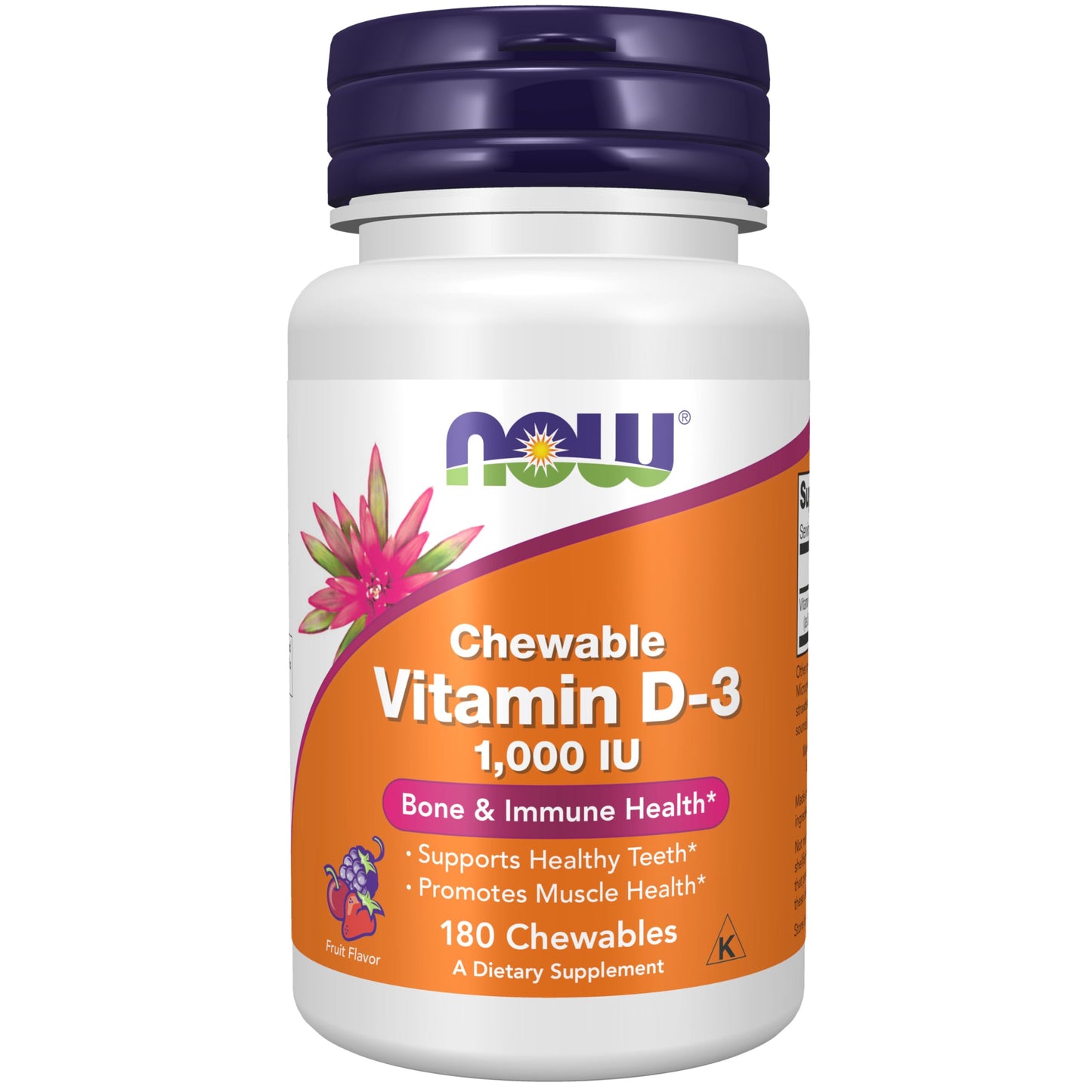 Pre-Order | Arrives in 5–10 Days – NOW Foods Supplements, Vitamin D-3 1,000 IU, Natural Fruit Flavor, Structural Support*, 180 Chewables