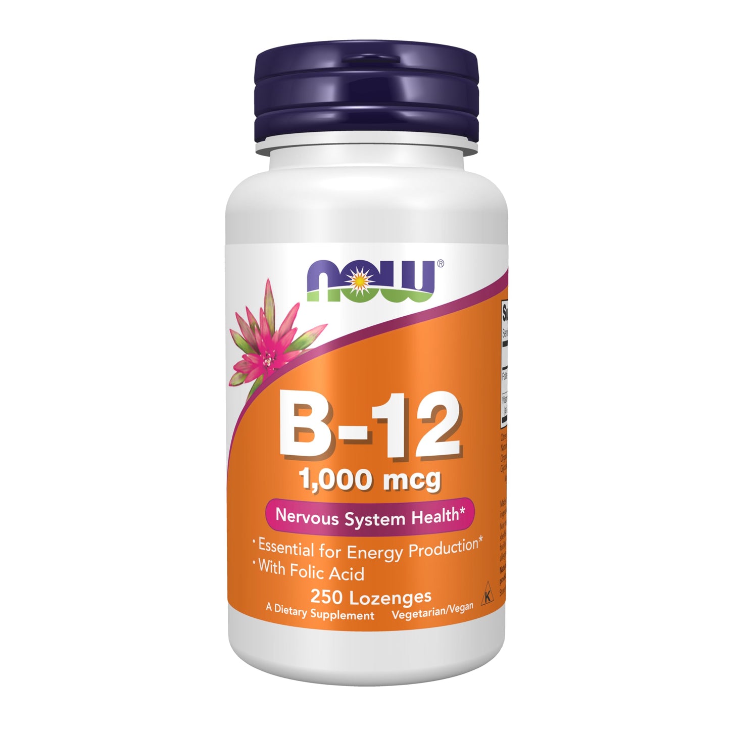 Pre-Order | Arrives in 5–10 Days – NOW Foods Supplements, Vitamin B-12 1,000 mcg with Folic Acid, Nervous System Health*, 250 Chewable Lozenges