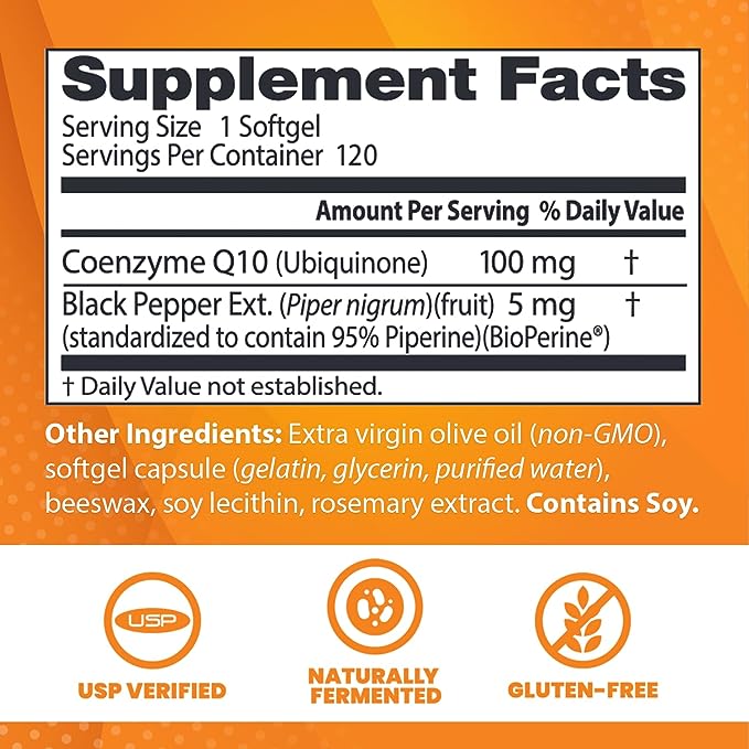 Pre-Order | Arrives in 5–10 Days – Doctor's Best High Absorption CoQ10 with BioPerine, Gluten Free, Naturally Fermented, Heart Health, Energy Production, 100 mg, 120 Count