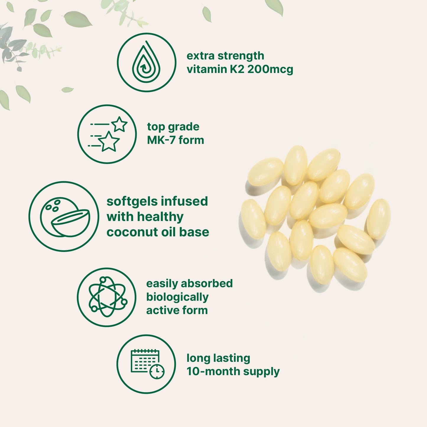 Pre-Order | Arrives in 5–10 Days – Micro Ingredients Vitamin K2 MK-7 Supplement, 200 mcg Per Serving, 300 Coconut Oil Softgles | Easily Absorbed, Active Menaquinone Form | Immune, Joint, & Heart Support | Non-GMO