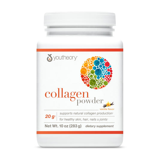 Pre-Order | Arrives in 5–10 Days – Youtheory Collagen Powder - Premium Collagen Supplement with Vitamin C & Biotin - for Healthy Hair, Nails, Skin & Joints* - Hydrolyzed & Highly Absorbable - Dairy, Soy & Gluten Free - Vanilla - 10 oz