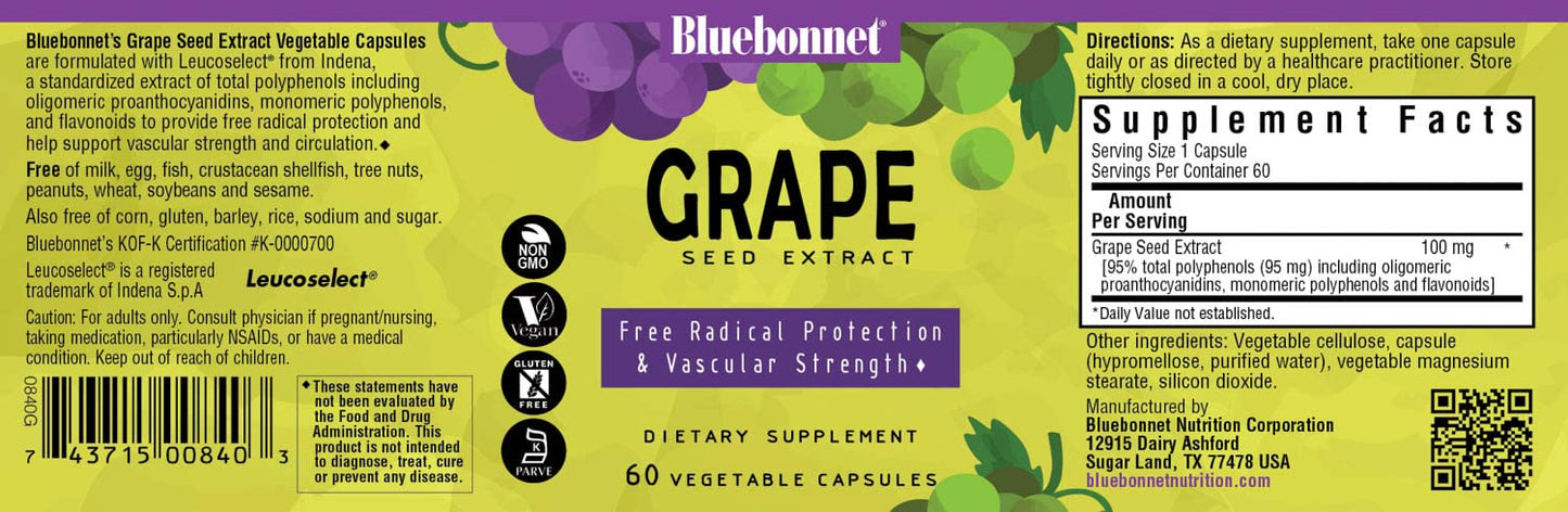 Pre-Order | Arrives in 5–10 Days – BlueBonnet Super Fruit Grape Seed Extract Supplement, 60 Count, White (743715008403)