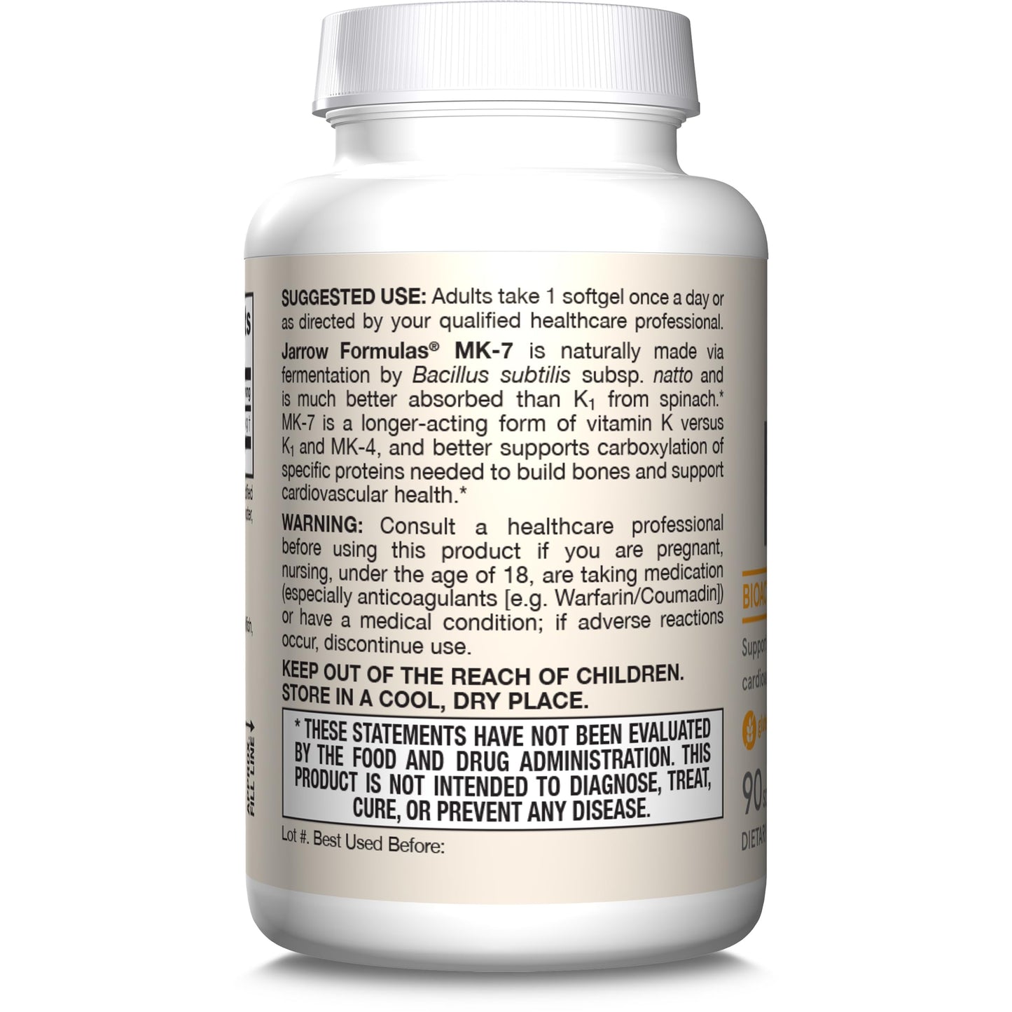 Pre-Order | Arrives in 5–10 Days – Jarrow Formulas MK-7 90 mcg - Bioactive Form of Vitamin K2 - 90 Servings (Softgels) - For Bone & Cardiovascular Health - Vitamin K2 MK-7 Dietary Supplement - K2 Vitamin Supplement MK-7 - Gluten Free