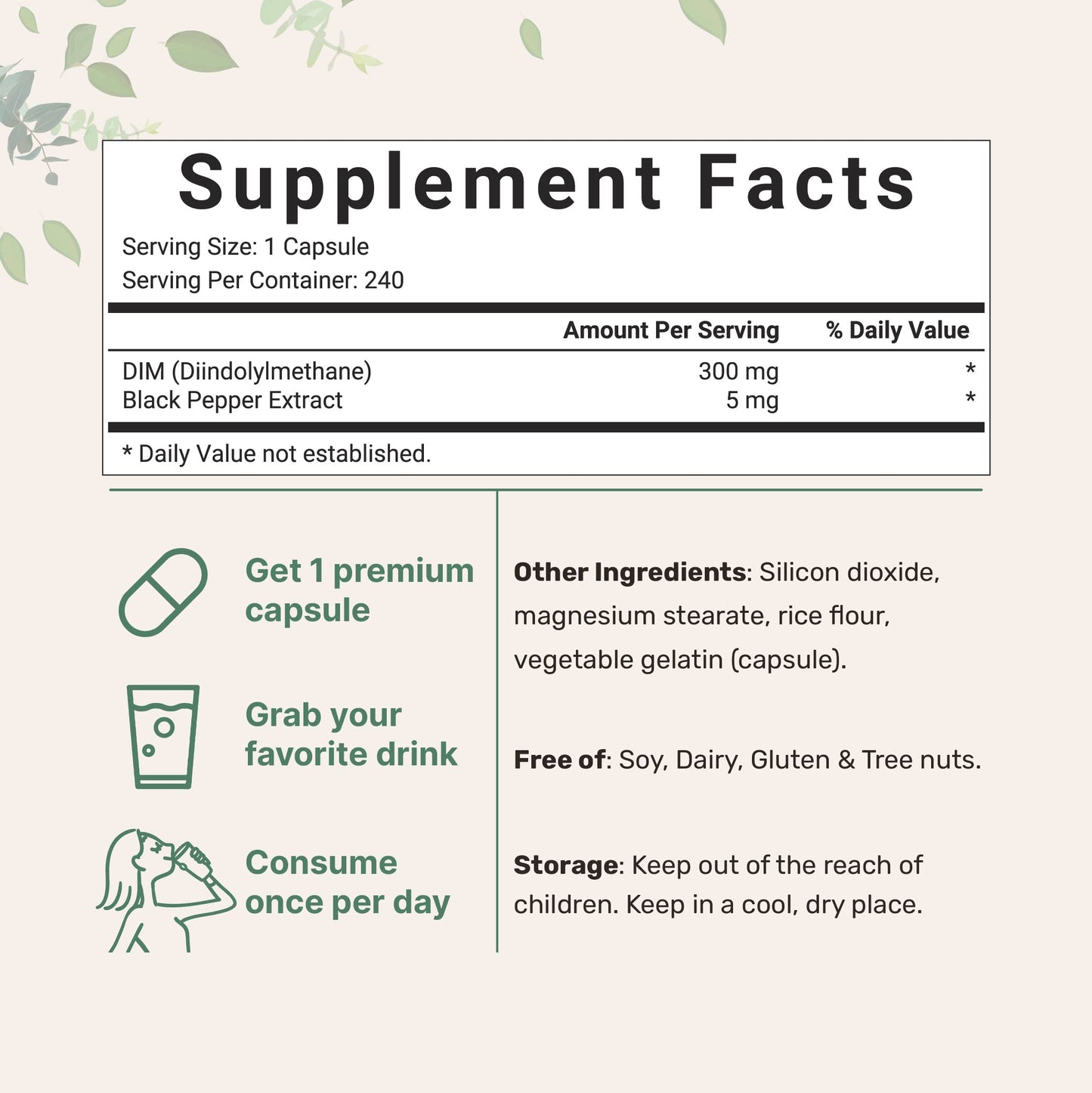 Pre-Order | Arrives in 5–10 Days – DIM Active Supplement, DIM 300mg, 240 Veggie Capsules (8-Month Supply), 2 in 1 Formula, Estrogen Metabolism, Premium DIM-Plus Broccoli Extract Supplement With Black Pepper for Better Absorption