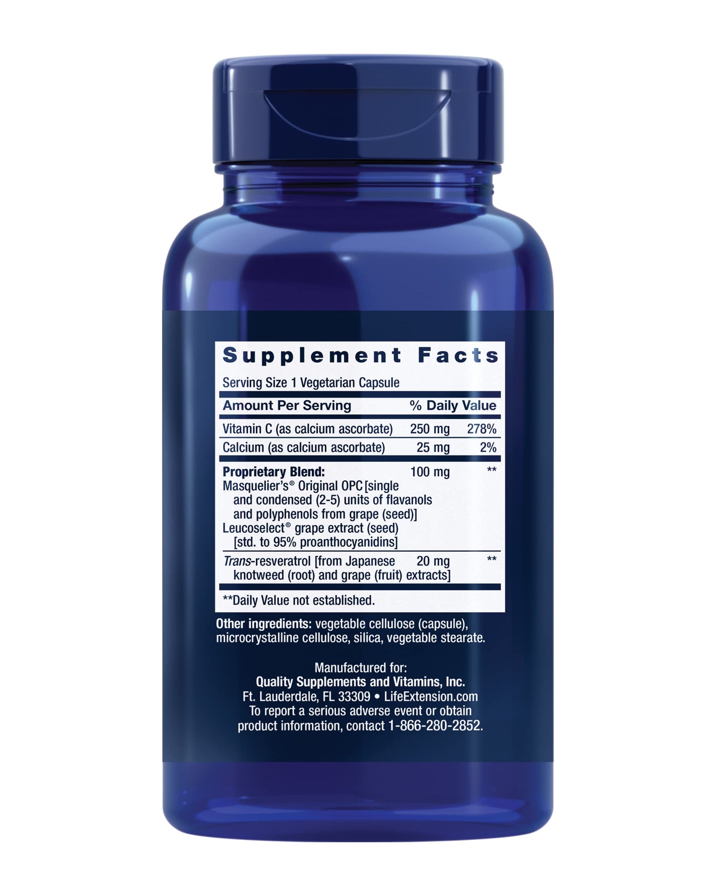 Pre-Order | Arrives in 5–10 Days – Life Extension Grapeseed Extract, Vitamin C, Calcium, resveratrol, polyphenols, Cardiovascular Health, antioxidant Protection, Gluten-Free, Non-GMO, Vegetarian, 60 Capsules