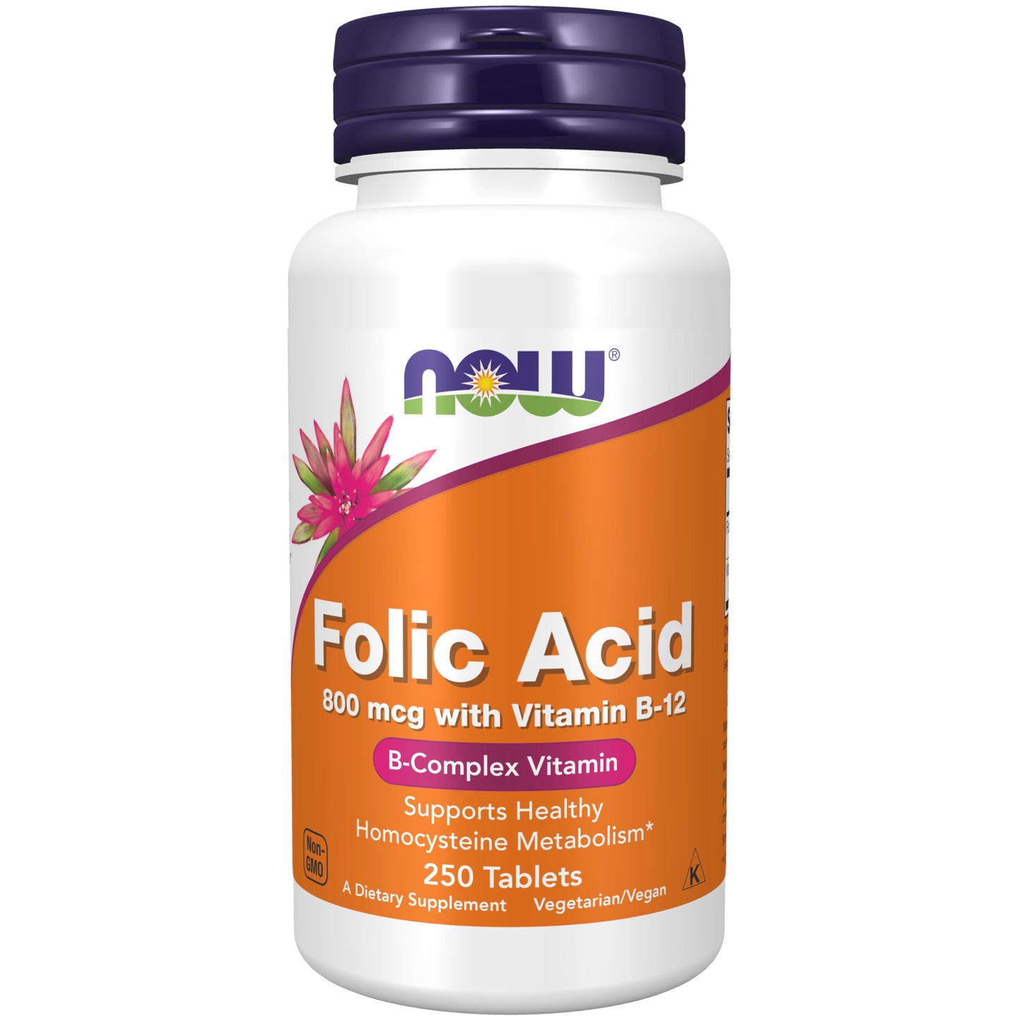 Pre-Order | Arrives in 5–10 Days – NOW Foods Supplements, Folic Acid 800 mcg + B-12 (Cyanocobalamin) 25 mcg, B Complex Vitamin, 250 Tablets