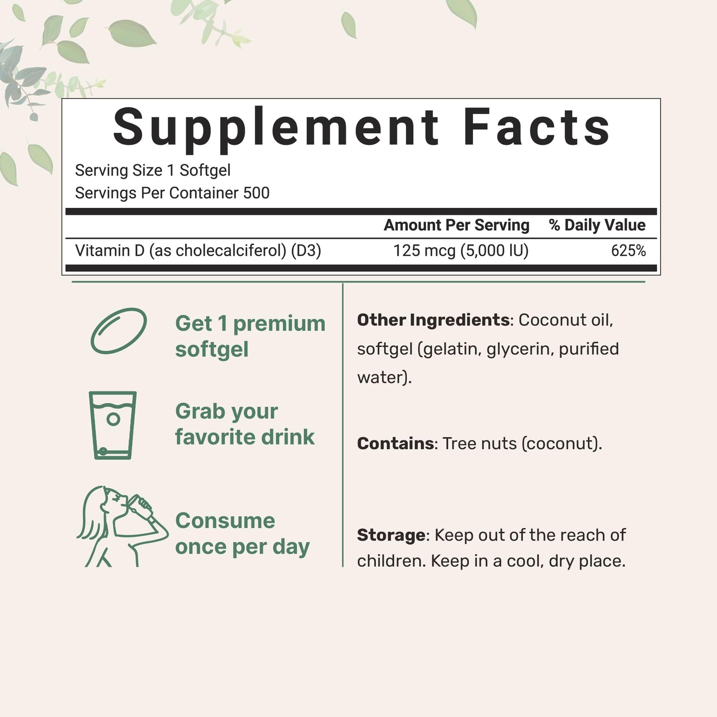 Pre-Order | Arrives in 5–10 Days – Micro Ingredients Vitamin D3 5,000 IU | 500 Softgels with Virgin Coconut Oil for Better Absorption | Vitamin D as Cholecalciferol | Supports Calcium Absorption, Bone, Immune, & Heart Health