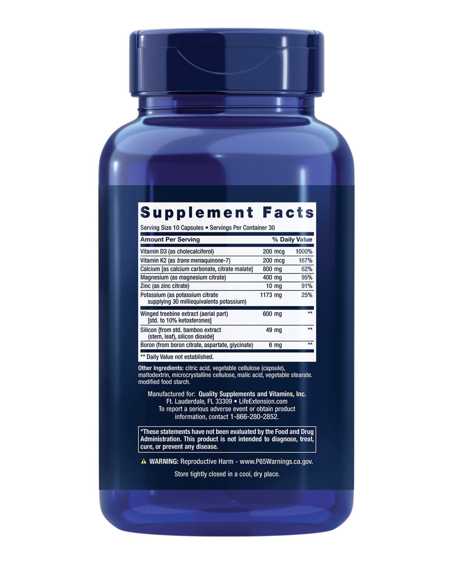 Pre-Order | Arrives in 5–10 Days – Life Extension Dr. Strum's Intensive Bone Formula, Cissus quadrangularis, Calcium, Vitamin D3, K2, Magnesium, zinc, Potassium, Boron, Bone Health Support Formula, Gluten Free, Non-GMO, 300 Capsules