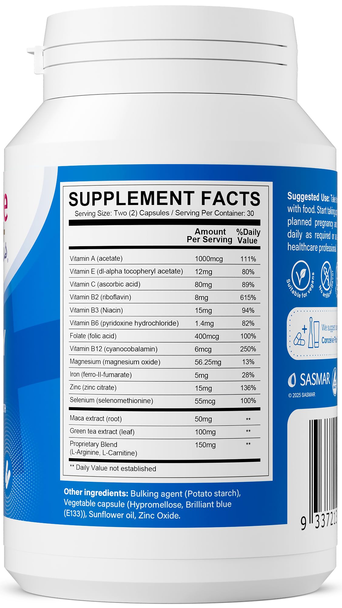 Pre-Order | Arrives in 5–10 Days – CONCEIVE PLUS Men's Fertility Support | Male Fertility Supplement for Healthy Sperm, Daily Multivitamin for Men with Vitamin C, Vitamin E, Selenium, Zinc, 30 Days