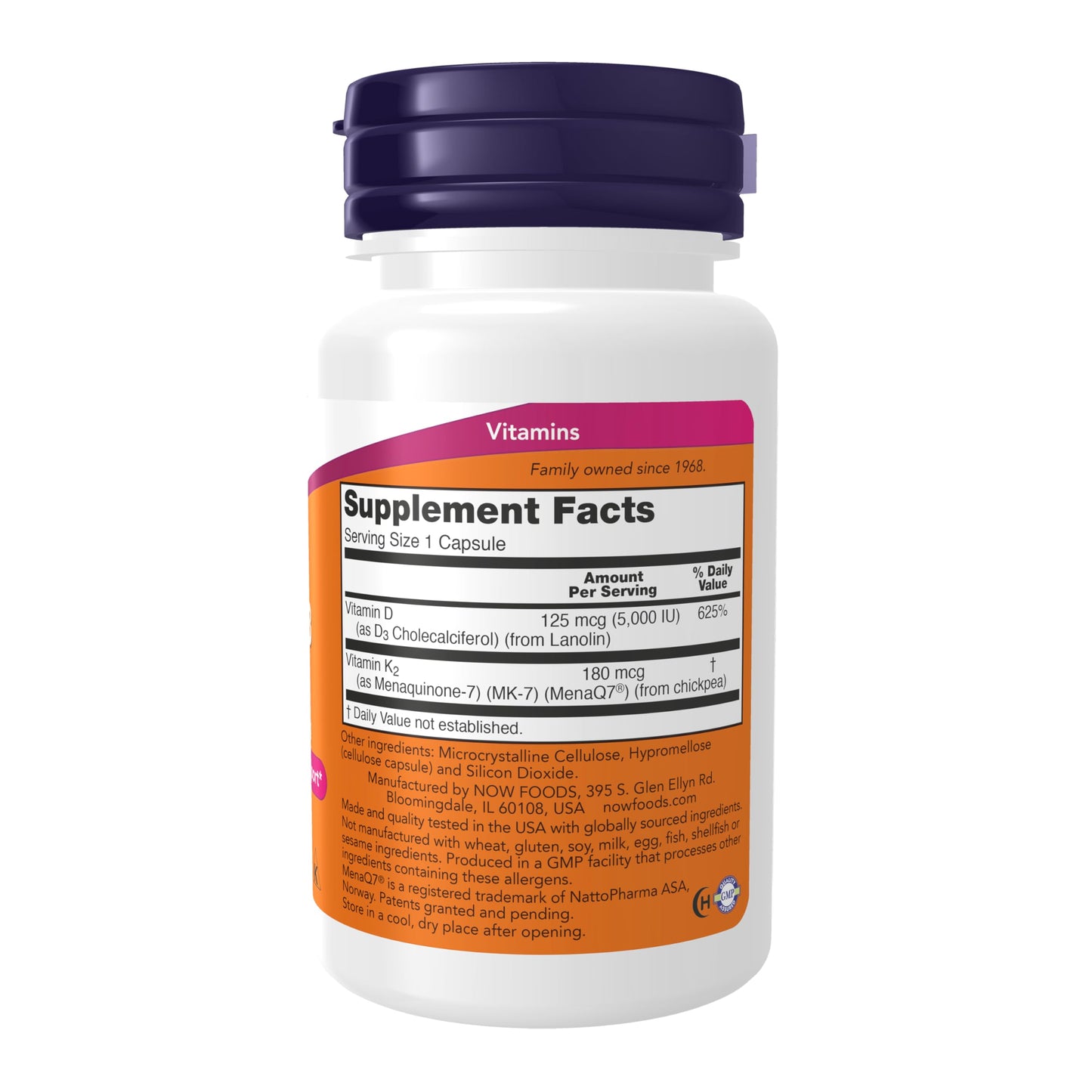 Pre-Order | Arrives in 5–10 Days – NOW Foods Supplements, Mega D-3 & MK-7 with Vitamins D-3 & K-2, 5,000 IU/180 mcg, Bone & Cardiovascular Support*, 60 Veg Capsules