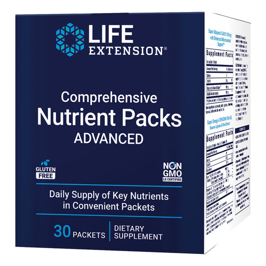 Pre-Order | Arrives in 5–10 Days – Life Extension Comprehensive Nutrient Packs Advanced, Curcumin, Fish Oil, multivitamin, CoQ10, multis and Supplements, 30 on-The-go Packets, Gluten-Free, Non-GMO