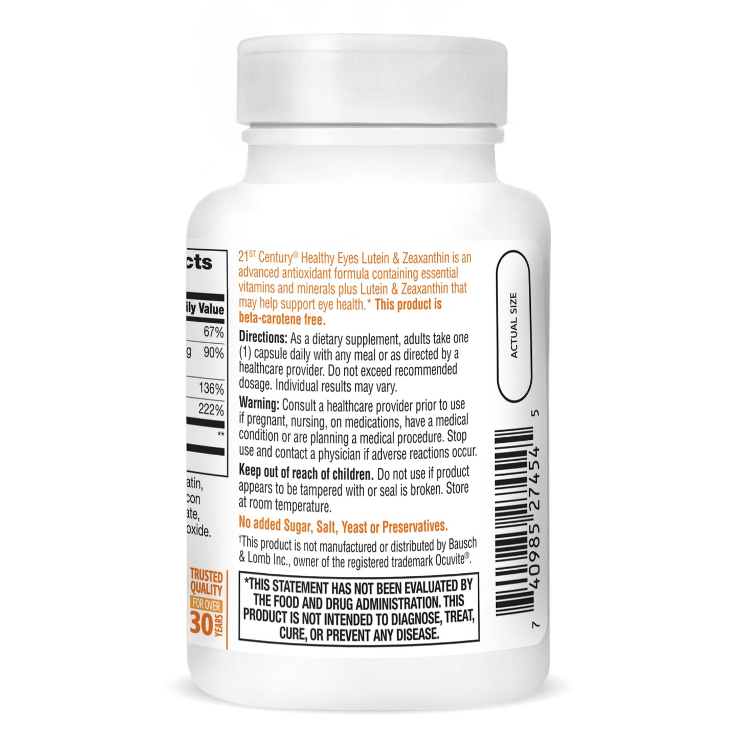 Pre-Order | Arrives in 5–10 Days – 21st Century Healthy Eyes Lutein and Zeaxanthin Capsules, 60 Count (27454)