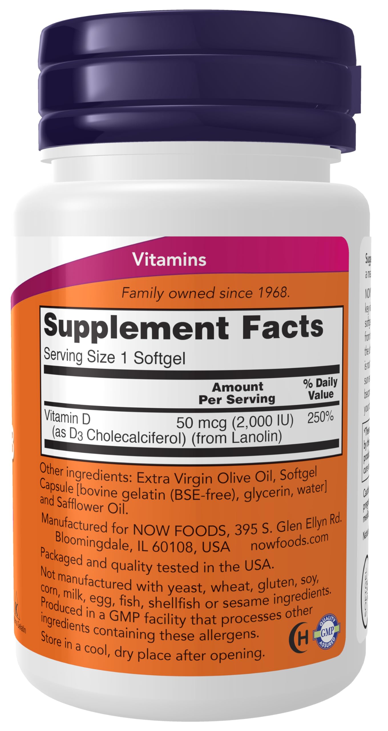 Pre-Order | Arrives in 5–10 Days – NOW Foods Supplements, Vitamin D-3 2,000 IU, High Potency, Structural Support*, 30 Softgels