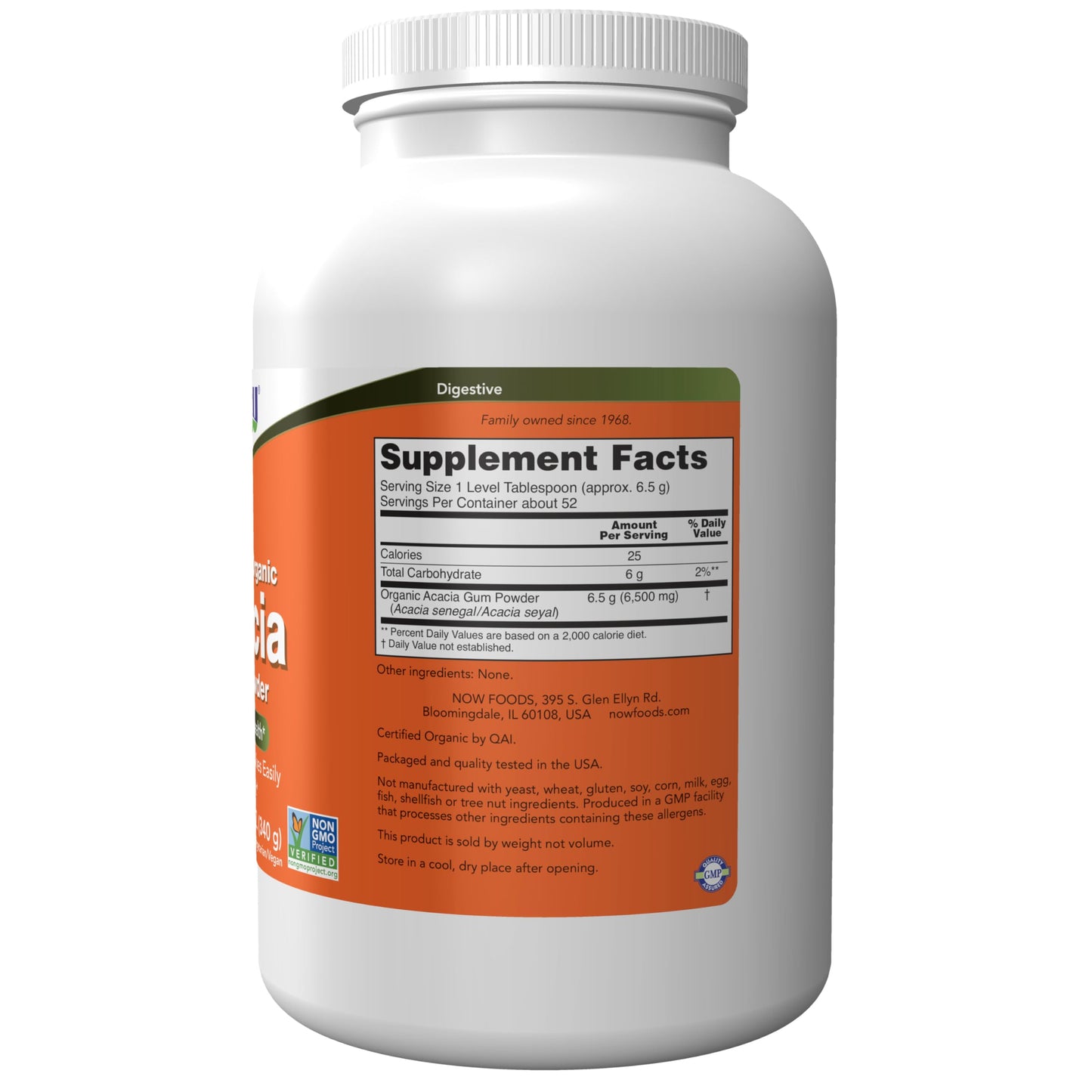 Pre-Order | Arrives in 5–10 Days – NOW Foods Supplements, Acacia Pure Powder, Certified Organic, Highly Soluble, Mixes Easily, Intestinal Health*, 12-Ounce