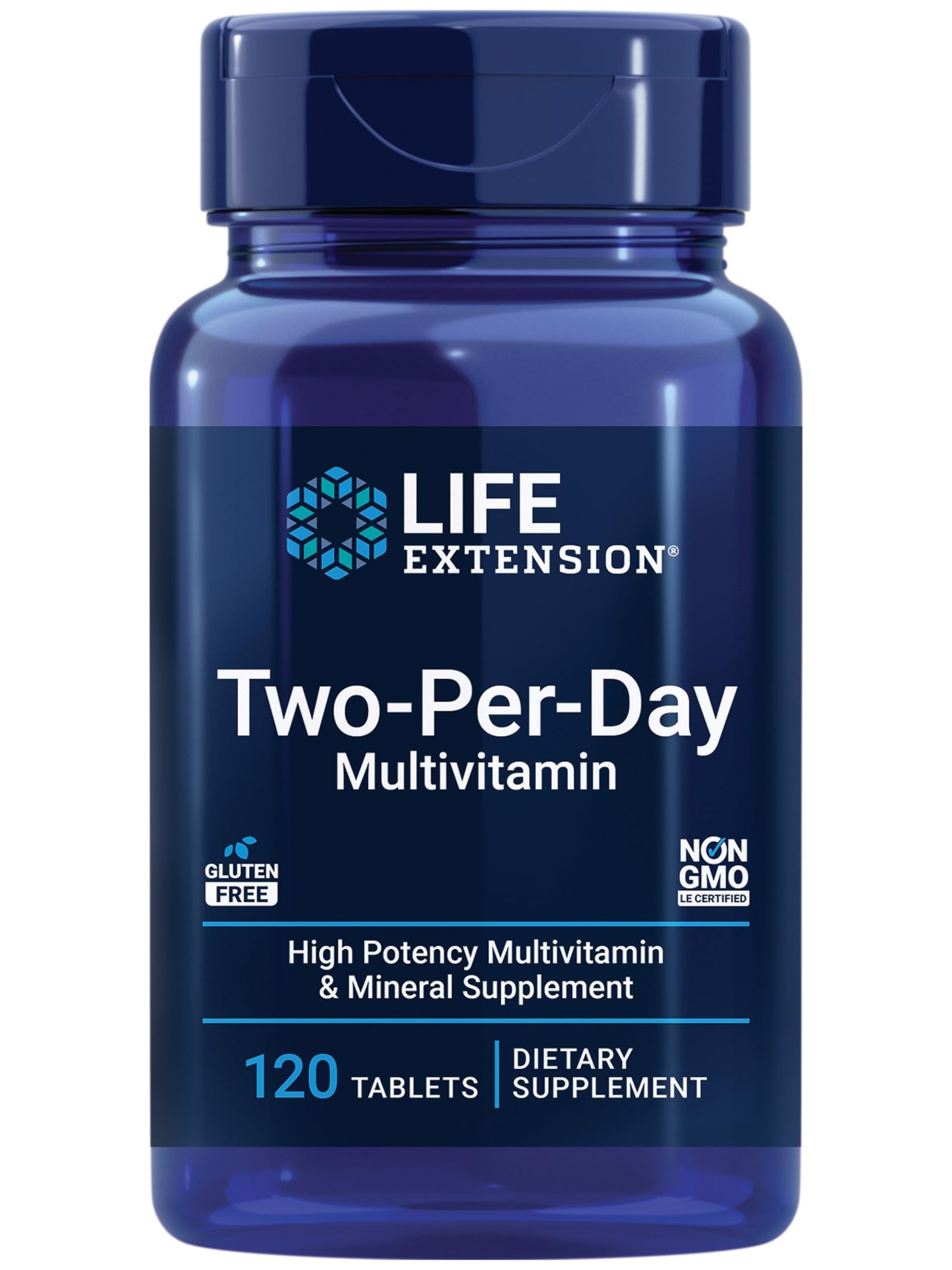 Pre-Order | Arrives in 5–10 Days – Life Extension Two-Per-Day High Potency Multi-Vitamin & Mineral Supplement - Vitamins, Minerals, Plant Extracts, Quercetin, 5-MTHF Folate & More - Gluten-Free - Non-GMO - 120 Tablets