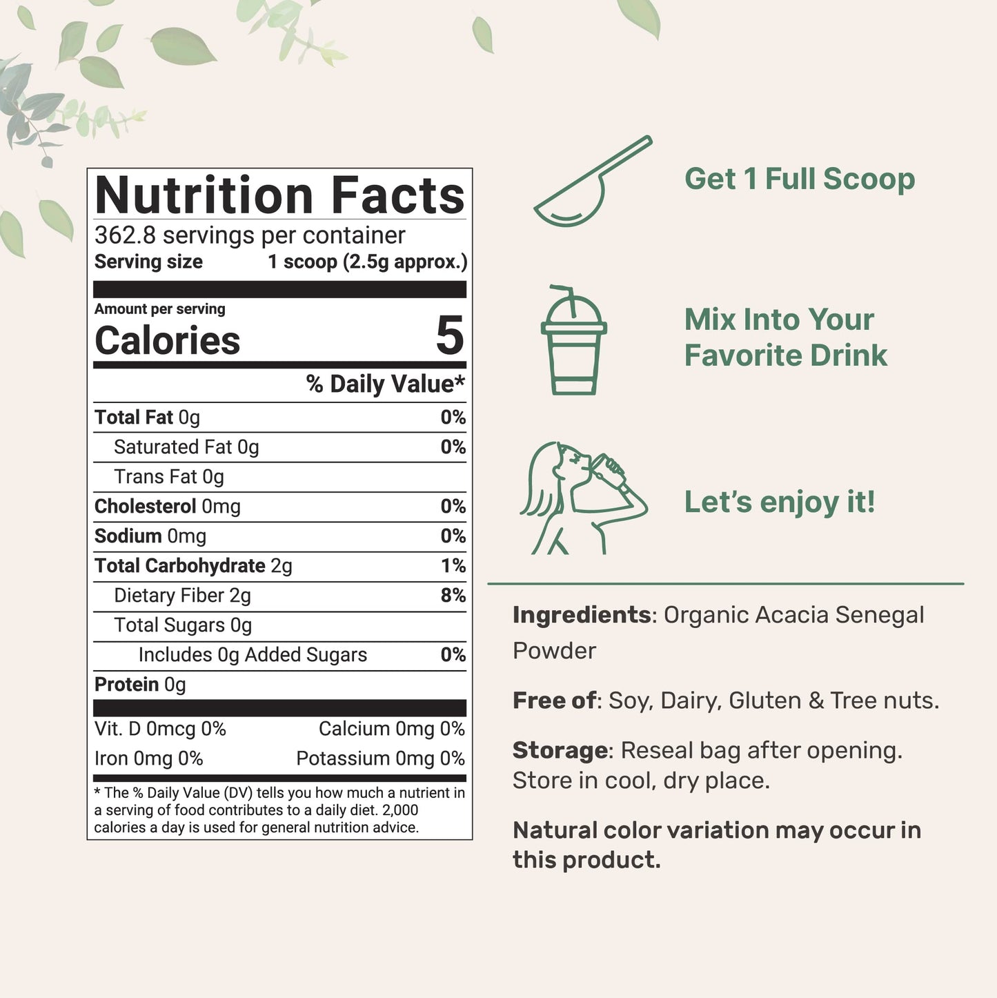 Pre-Order | Arrives in 5–10 Days – Micro Ingredients Organic Acacia Senegal Powder, 2 Pounds (32 Ounce), Instant Soluble Fiber Powder, Plant-Based Prebiotic Superfood for Gut Health, Non-GMO, No Gluten, Vegan