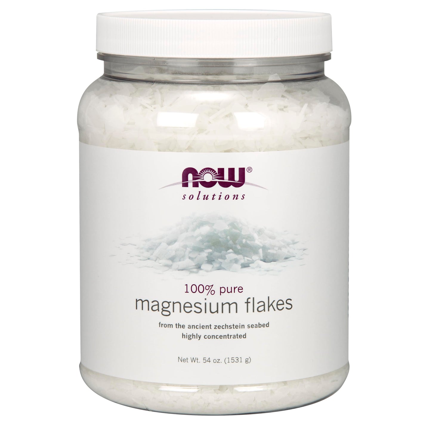 Pre-Order | Arrives in 5–10 Days – NOW Foods Solutions, Magnesium Flakes, 100% Pure, from the Ancient Zechstein Seabed, Highly Concentrated, 54-Ounce