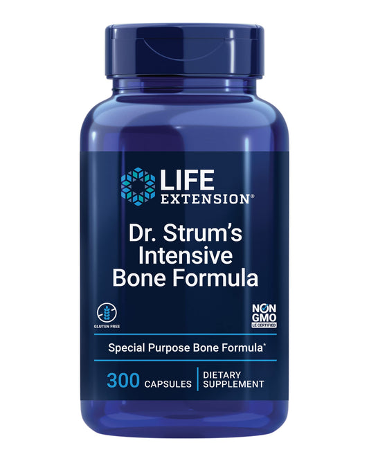 Pre-Order | Arrives in 5–10 Days – Life Extension Dr. Strum's Intensive Bone Formula, Cissus quadrangularis, Calcium, Vitamin D3, K2, Magnesium, zinc, Potassium, Boron, Bone Health Support Formula, Gluten Free, Non-GMO, 300 Capsules