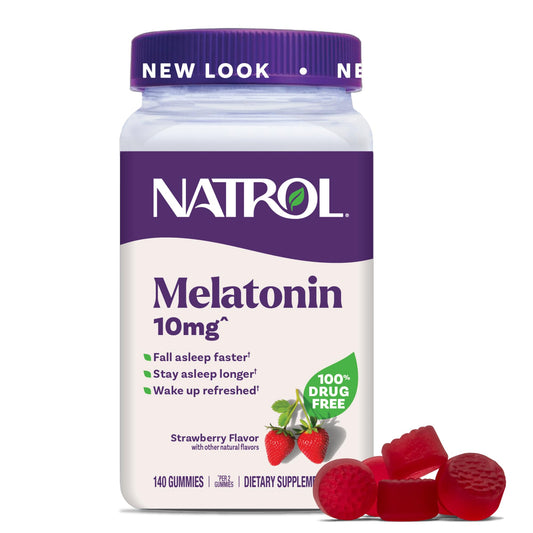 Pre-Order | Arrives in 5–10 Days – Natrol Melatonin Gummies, Sleep Support for Adults, Melatonin 10 mg, 140 Strawberry-Flavored, Up to 70 Days