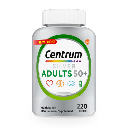Pre-Order | Arrives in 5–10 Days – Centrum Silver Multivitamin for Adults 50 Plus, Multivitamin/Multimineral Supplement, Vitamin D3, B Vitamins, Gluten Free, Non-GMO Ingredients, Supports Memory and Cognition in Older Adults - 220 Ct