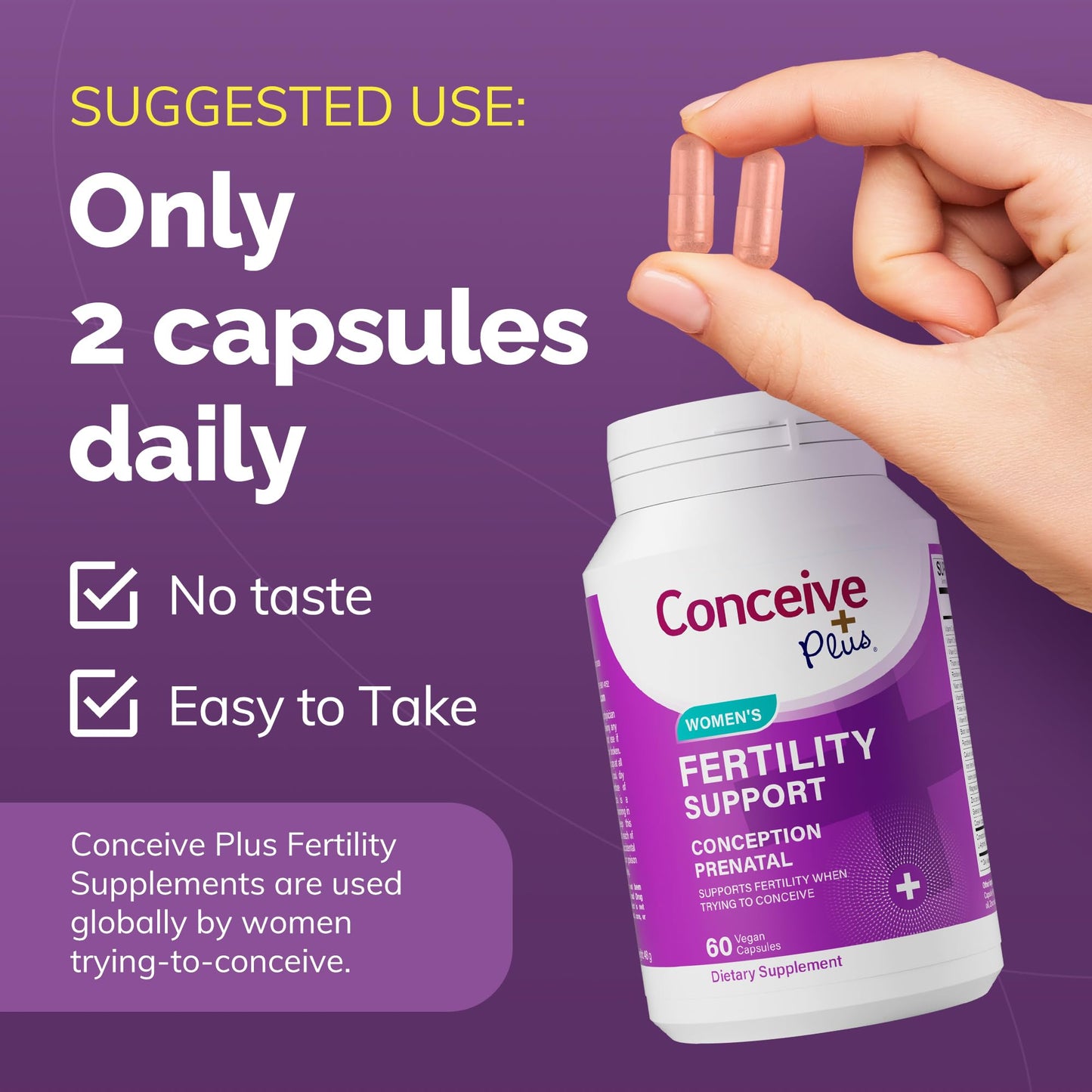 Pre-Order | Arrives in 5–10 Days – CONCEIVE PLUS Women's Fertility Support: Conception Prenatal Supplements for Her, Aids Hormonal Balance, & Regular Cycles - Folic Acid, B12, Zinc, Biotin, Non-GMO - 60 Vegetarian Soft Capsules