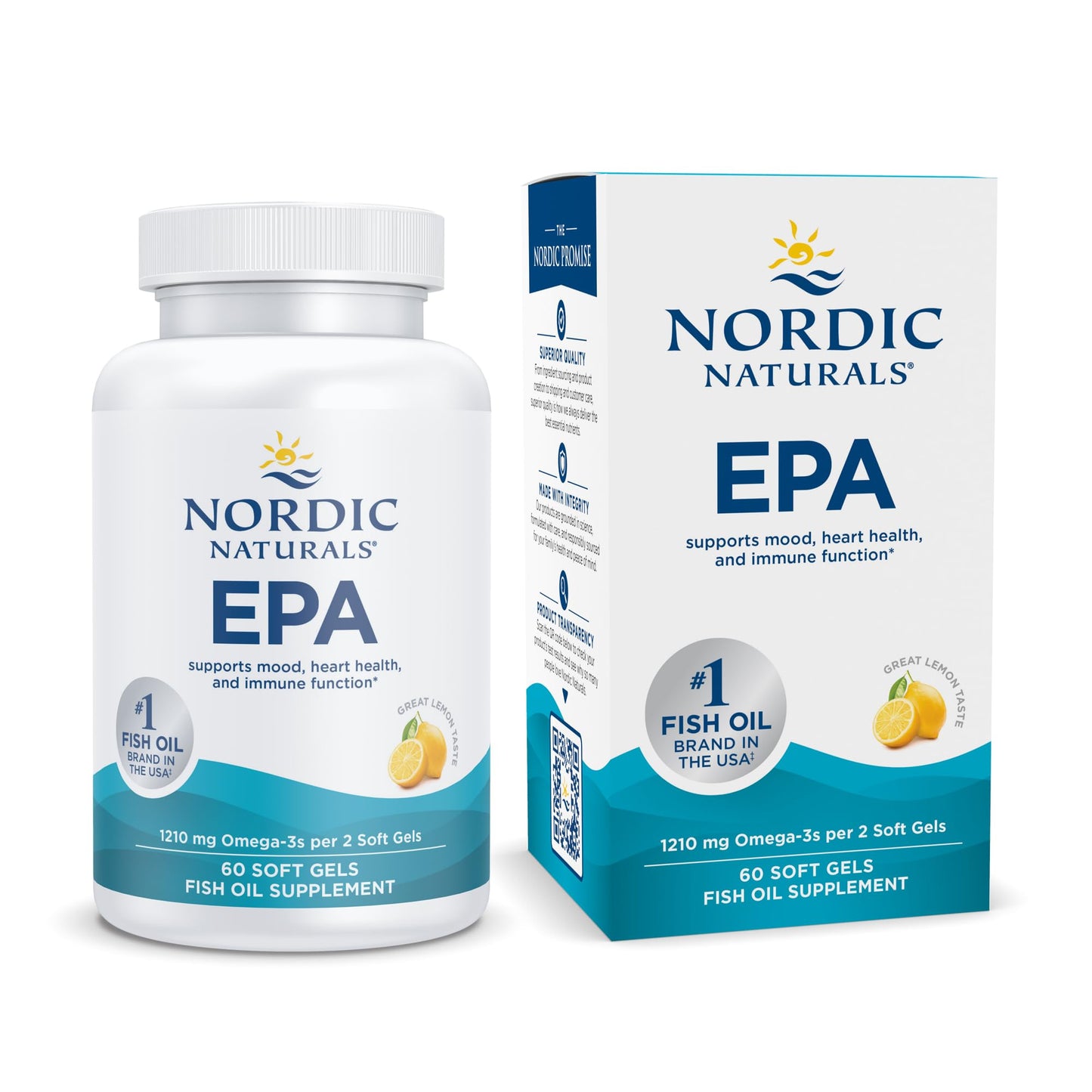 Pre-Order | Arrives in 5–10 Days – Nordic Naturals EPA, Lemon - 60 Soft Gels - 1210 mg Omega-3 - High-Intensity EPA Formula for Positive Mood, Heart Health & Healthy Immunity - 30 Servings