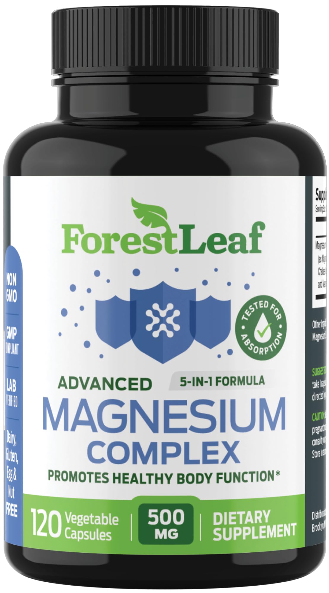 Pre-Order | Arrives in 5–10 Days – ForestLeaf Magnesium Complex 500mg - Magnesium 500mg Capsules - Magnesium Supplement 500 mg - Magnesium for Sleep, Magnesium for Constipation - Magnesium Supplement for Women (120 Ct)