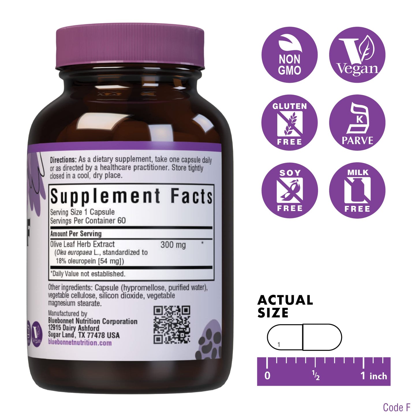 Pre-Order | Arrives in 5–10 Days – Bluebonnet Nutrition Standardized Olive Leaf Herb Extract, 60 Count