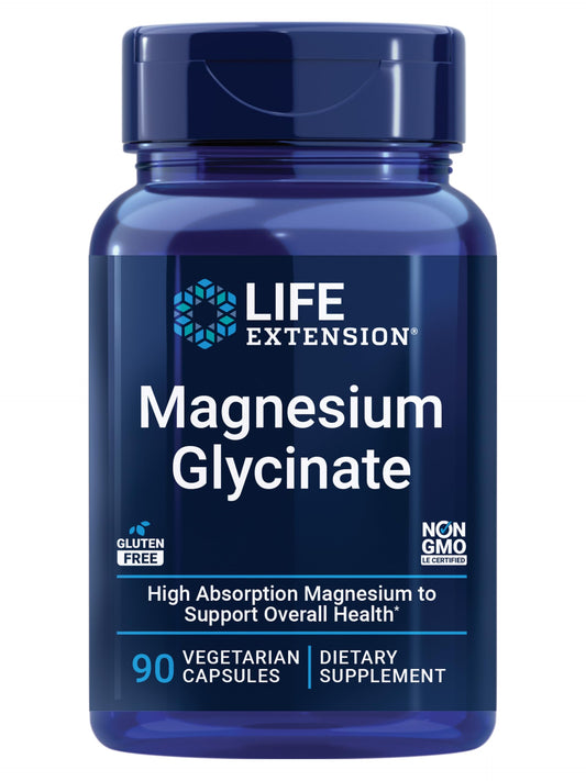 Pre-Order | Arrives in 5–10 Days – Life Extension Magnesium Glycinate, Heart Health, Bone Health, Nerve and Muscle Support, Highly absorbable, Gluten-Free, Non-GMO, Vegetarian, 90 Capsules