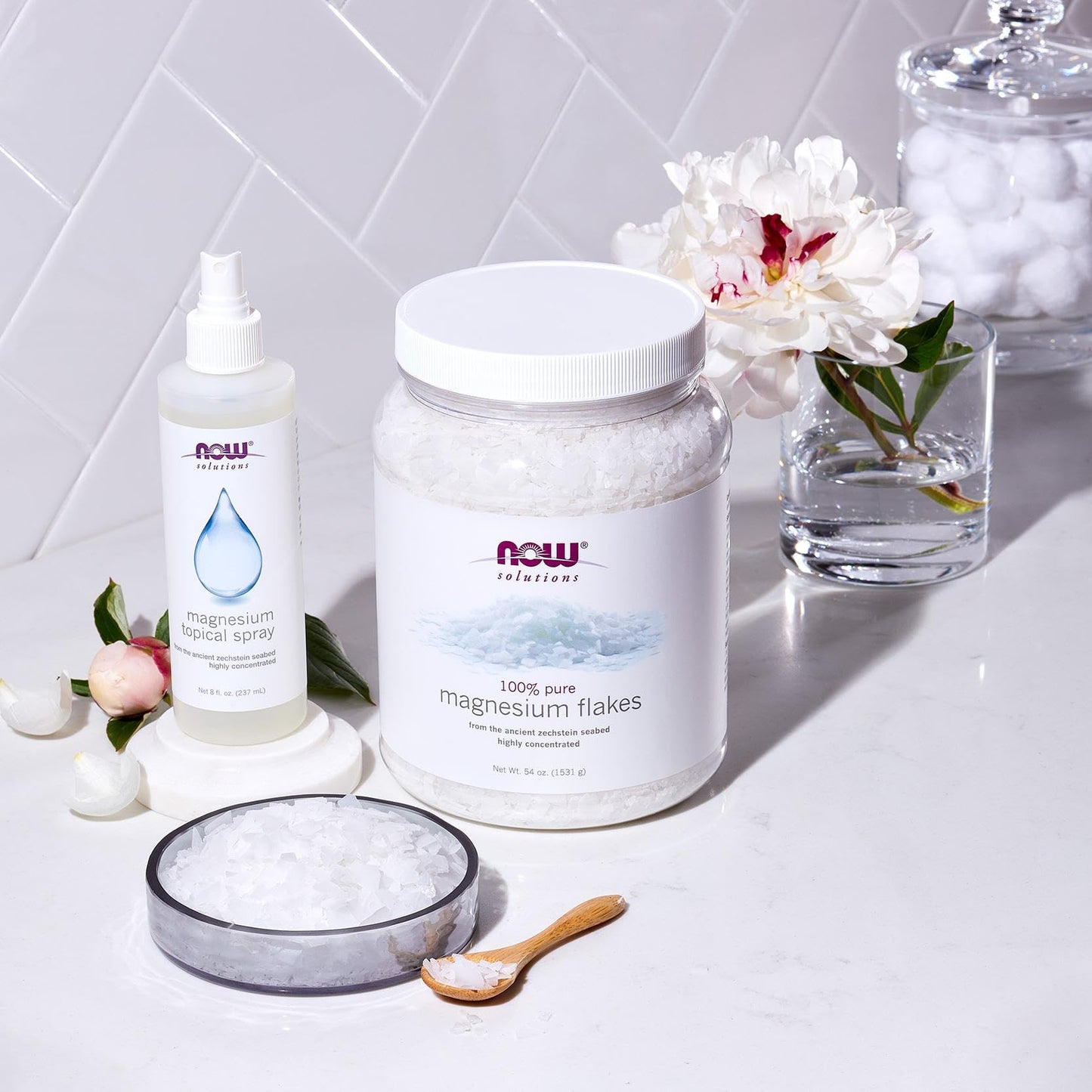 Pre-Order | Arrives in 5–10 Days – NOW Foods Solutions, Magnesium Flakes, 100% Pure, from the Ancient Zechstein Seabed, Highly Concentrated, 54-Ounce